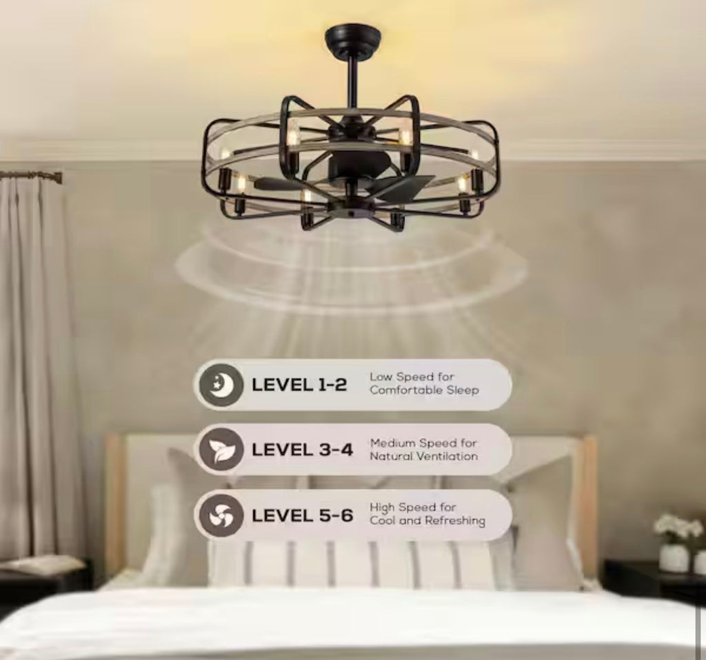 30 in. Black Caged Chandelier Ceiling Fan