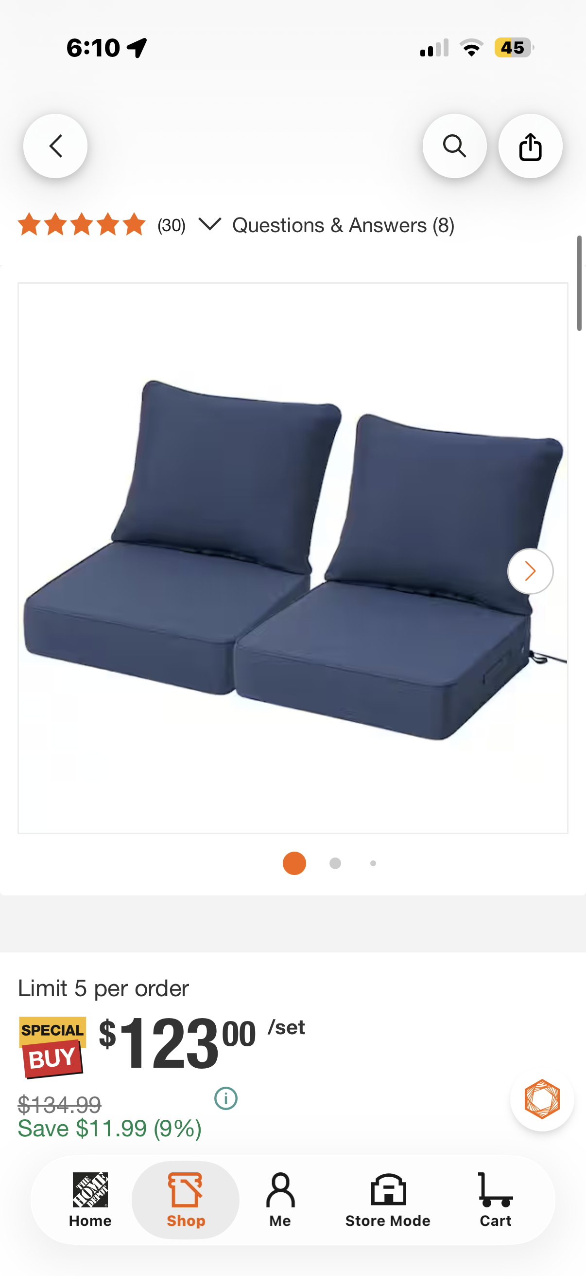 24 in. x 24 in. Set of 2 Patio Outdoor Lounge Chair Cushions