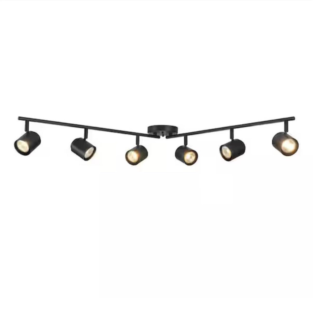 47 in. 6-Light Matte Black Hard Wired Foldable Track Lighting Kit