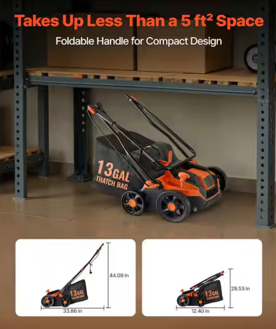 2-in-1 Electric Dethatcher & Scarifier Corded Lawn Tool