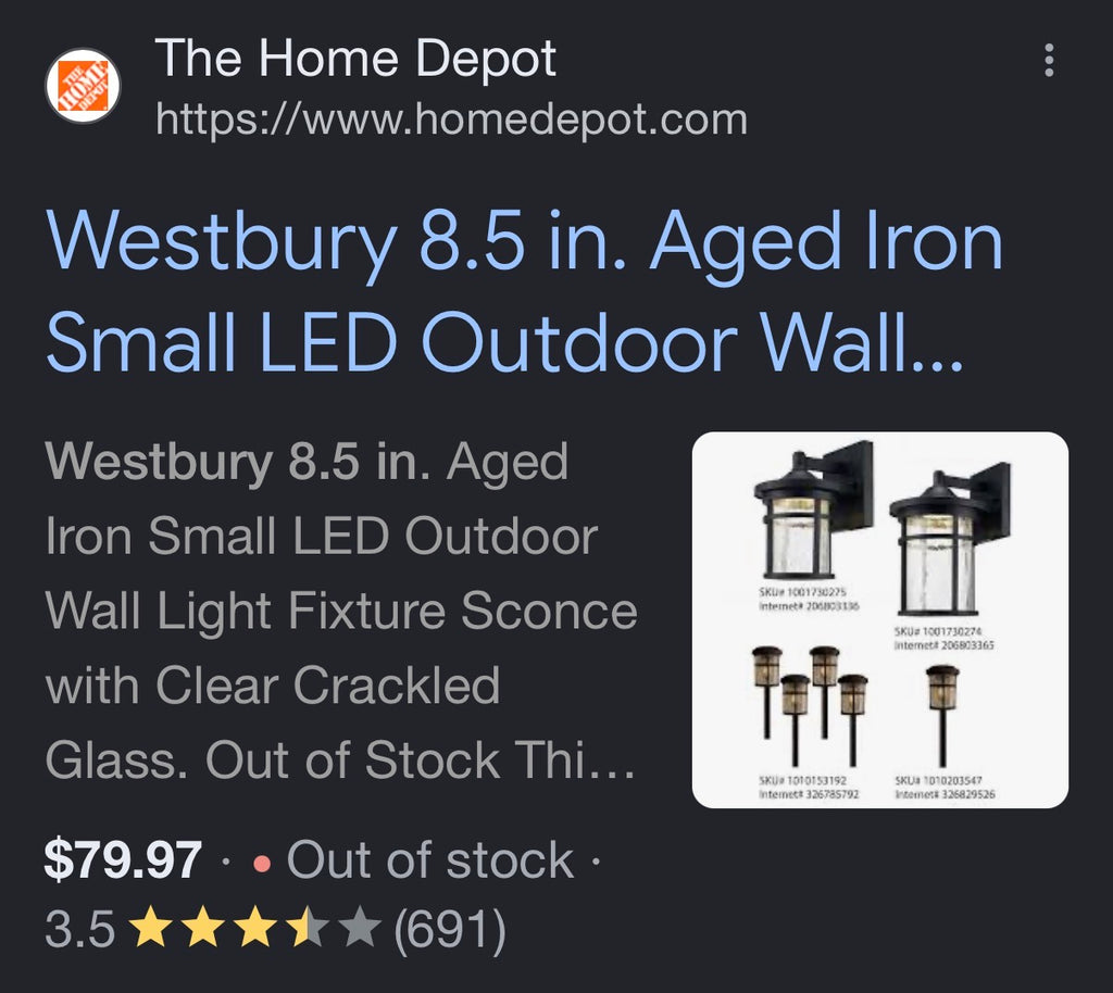 Westbury 8.5 in. Aged Iron Small LED Outdoor Wall Light