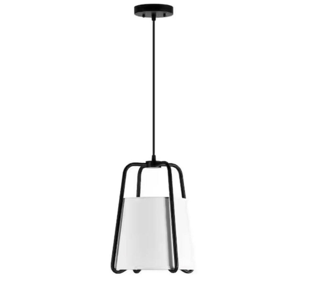 Marduk 1-Light Blackened Bronze Contemporary Fabric Pendant