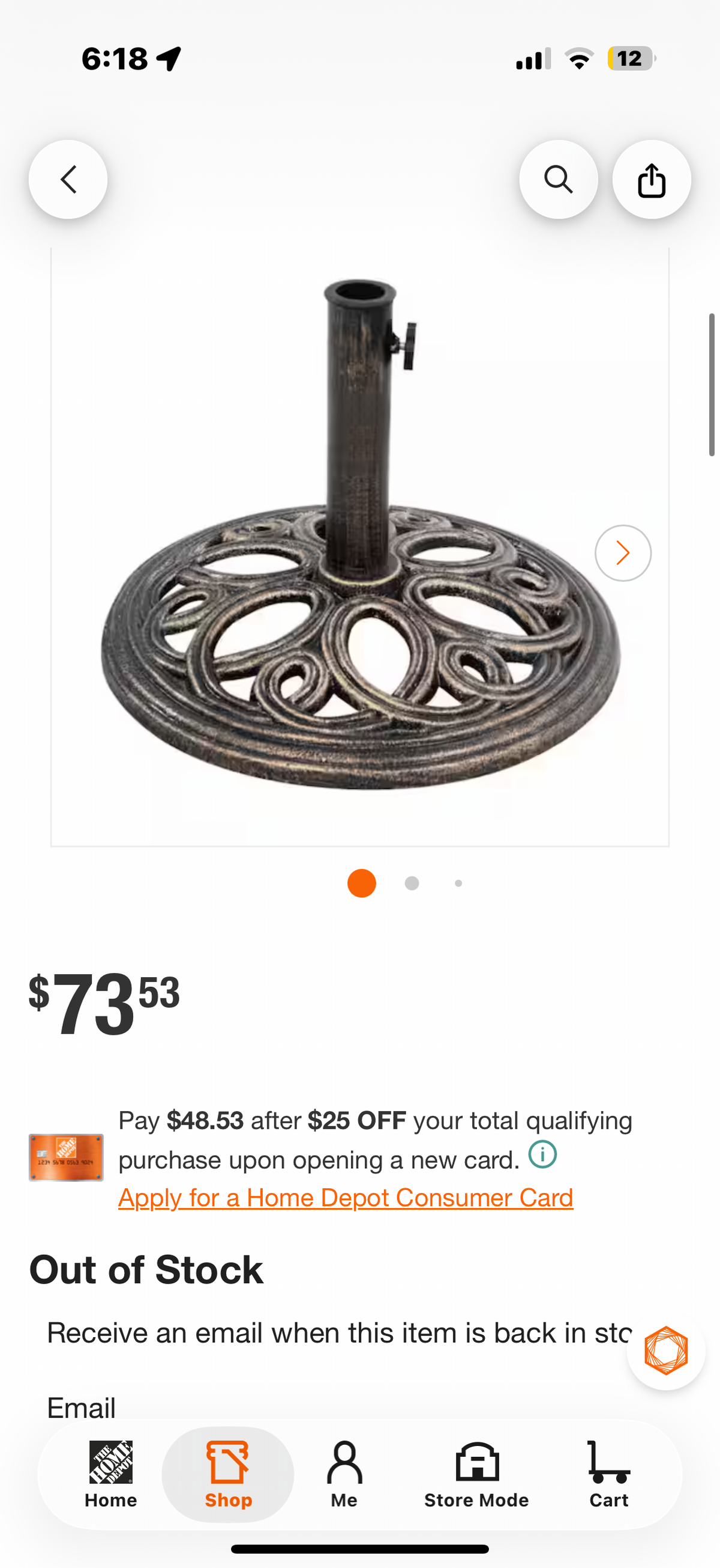 Cast Iron Round Patio Umbrella Base