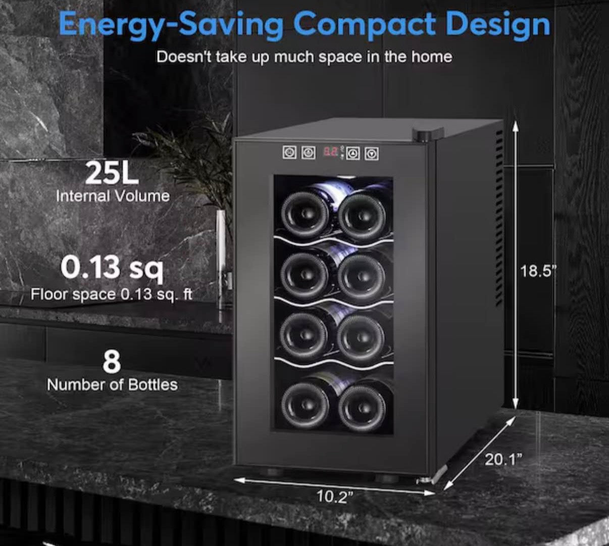 Black Freestanding Beverage Center 8-Bottle Wine Cooler
