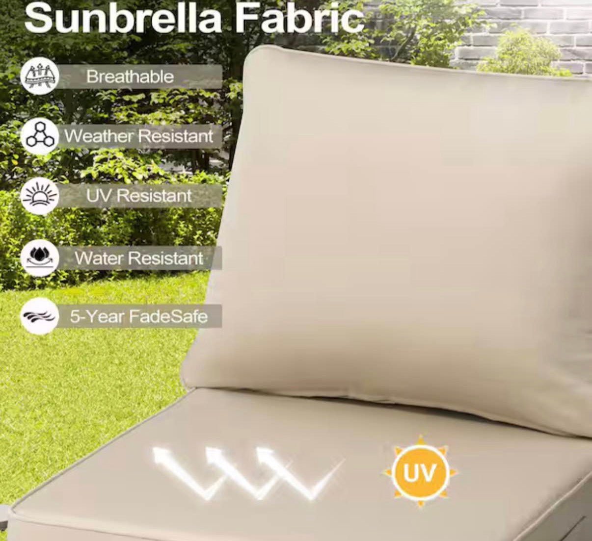 24 in. x 24 in. Sunbrella Deep  Outdoor  Chair Cushion