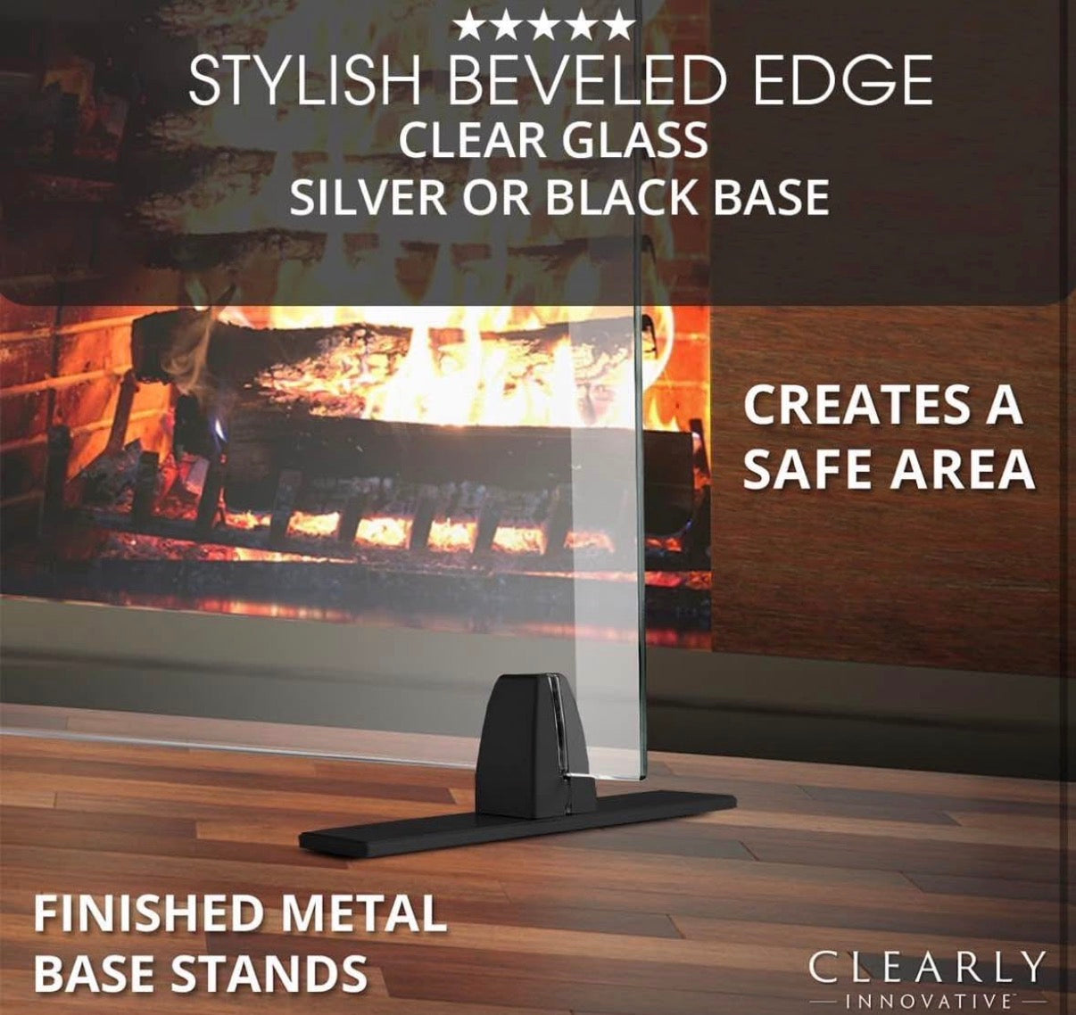Premium Tempered Glass Fireplace Screen