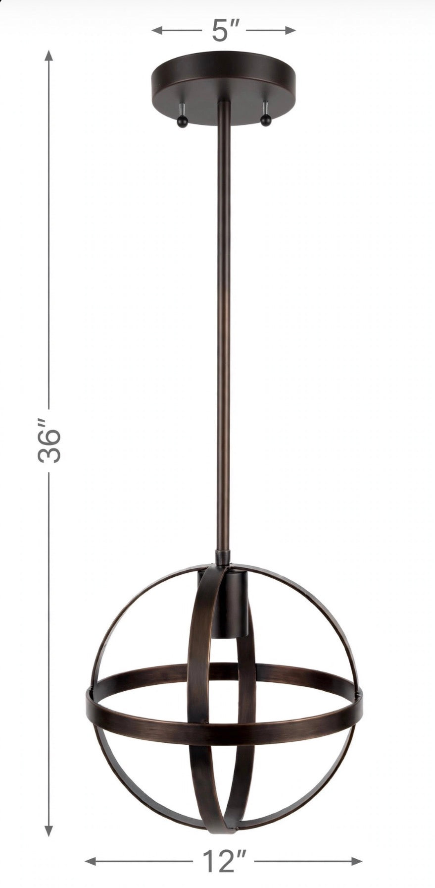 Oil Rubbed Bronze Globe Pendant Light — 12"
