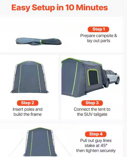 10.6 x 8 ft. All-Season SUV Tailgate Tent