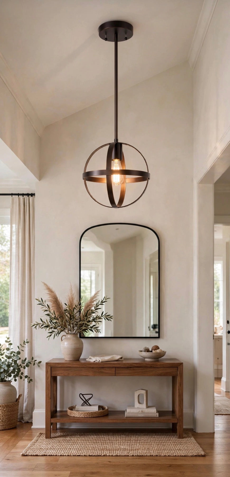 Oil Rubbed Bronze Globe Pendant Light — 12"
