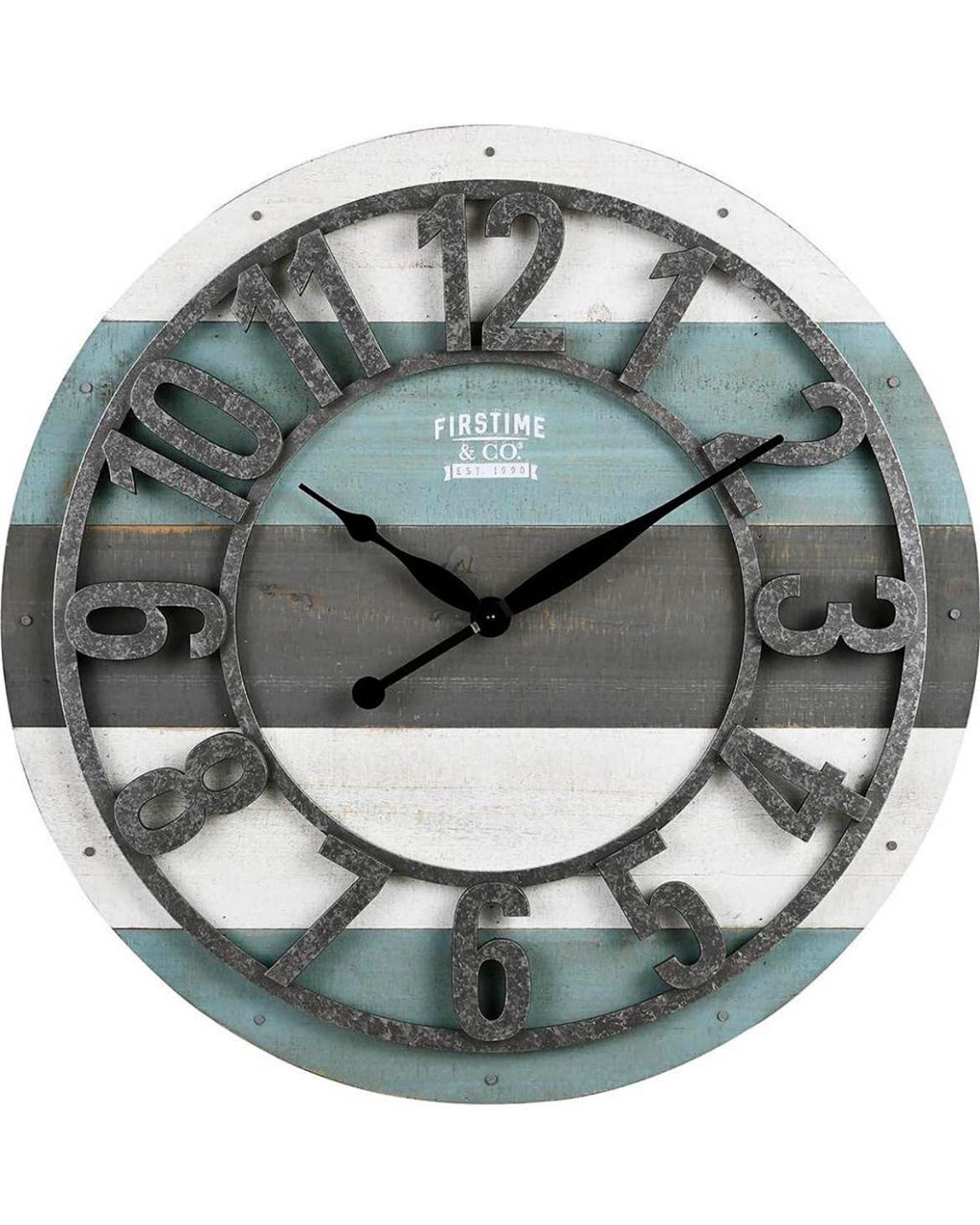 Teal Shabby Planks Wall Clock 27”