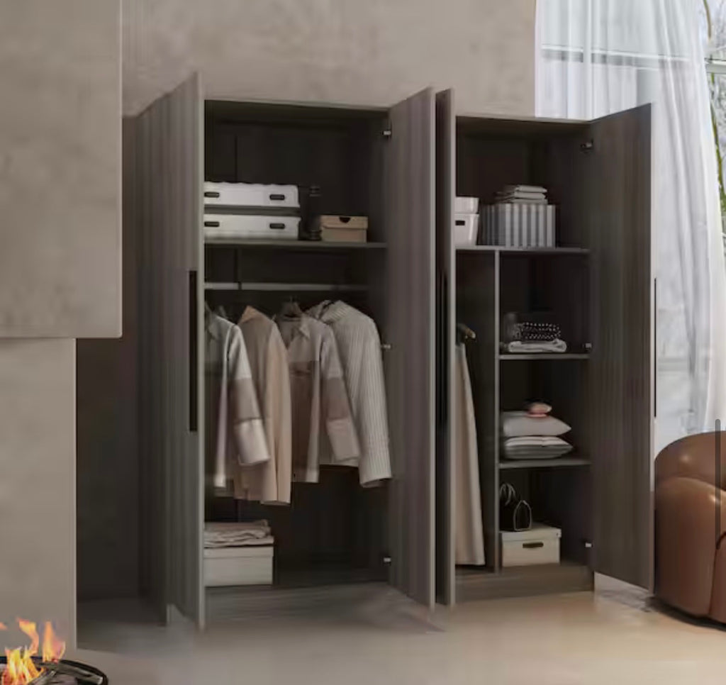 Gray Wood 63 in. W Armoire