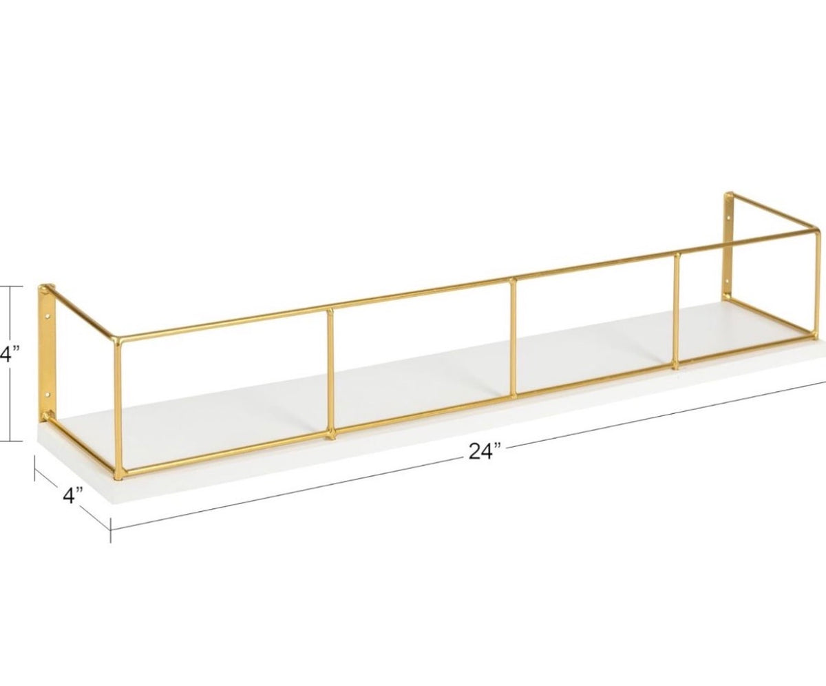 24 inch 2-Pack Wood and Metal Floating Wall Shelves