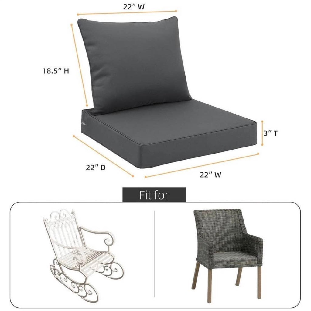 Outdoor Seat Cushion Set 22 x 22 Inch Waterproof
