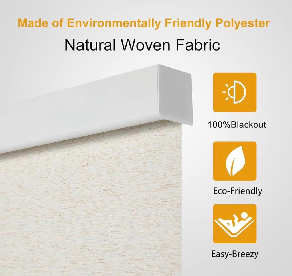34.5" W x 64" H Free-Stop Cordless 100% Blackout Roller Blinds