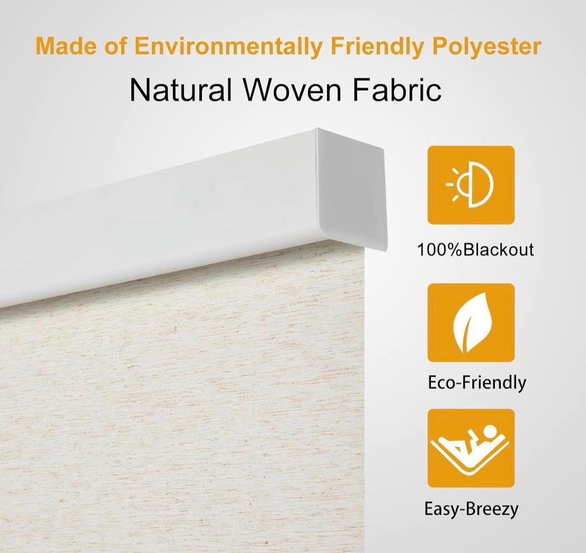 34.5" W x 64" H Free-Stop Cordless 100% Blackout Roller Blinds