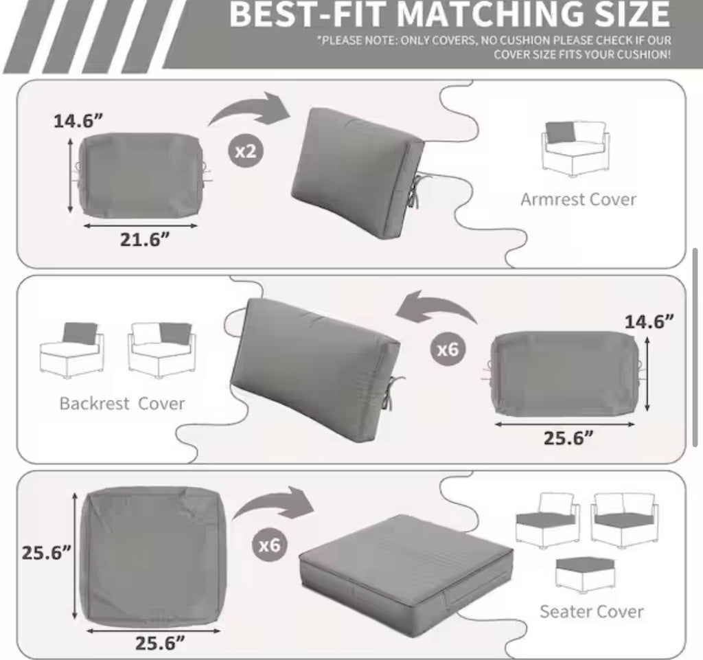 14-Piece Outdoor Cushion Cover Set (Slipcovers Only)