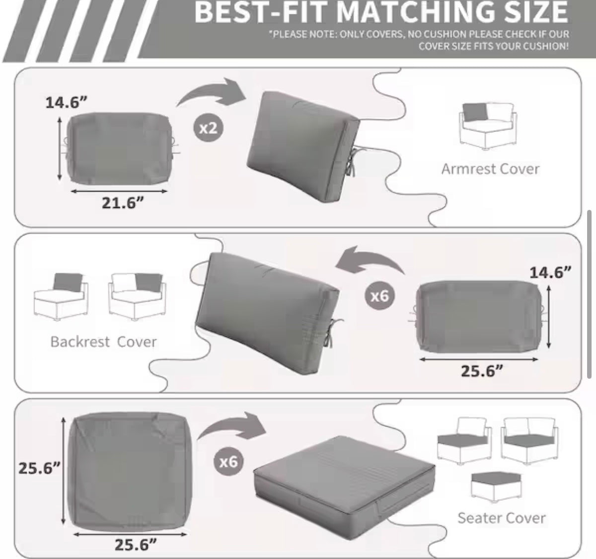 14-Piece Outdoor Cushion Cover Set (Slipcovers Only)