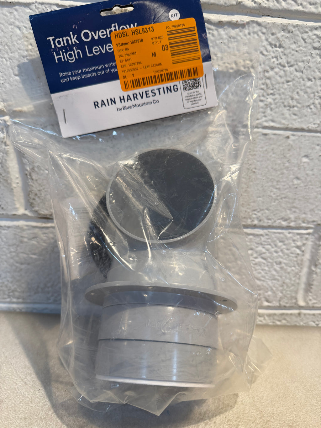Flanged Tank Overflow Kit High Volume 3 in. Rainwater Collection