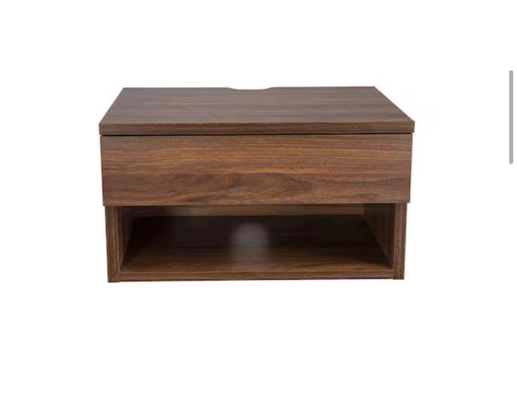 Dark Walnut Brown Rectangle Wood  Nightstand
