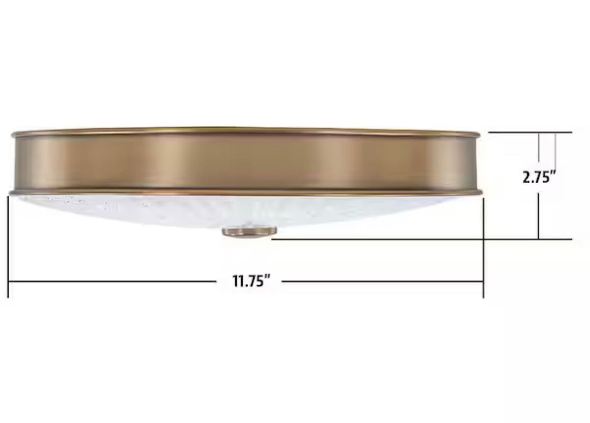 11.75 in. 1-Light Aged Brass LED Flush Mount