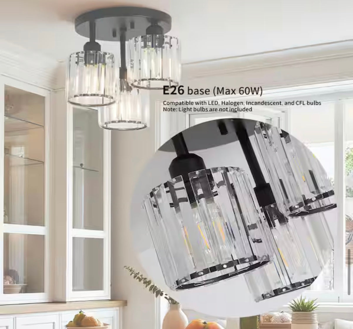 Modern Flush Mount crystal Chandelier