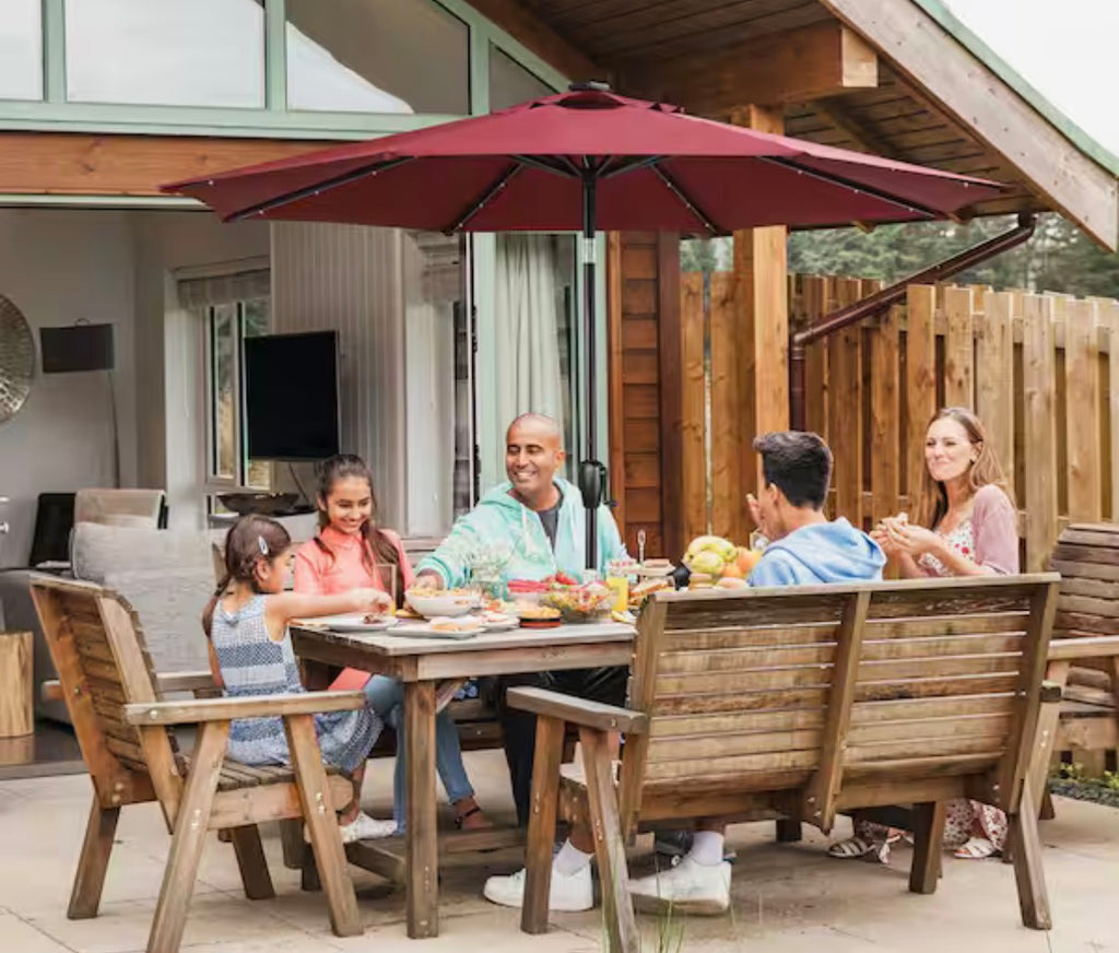 9 ft. Round Solar Powered LED Patio Umbrella