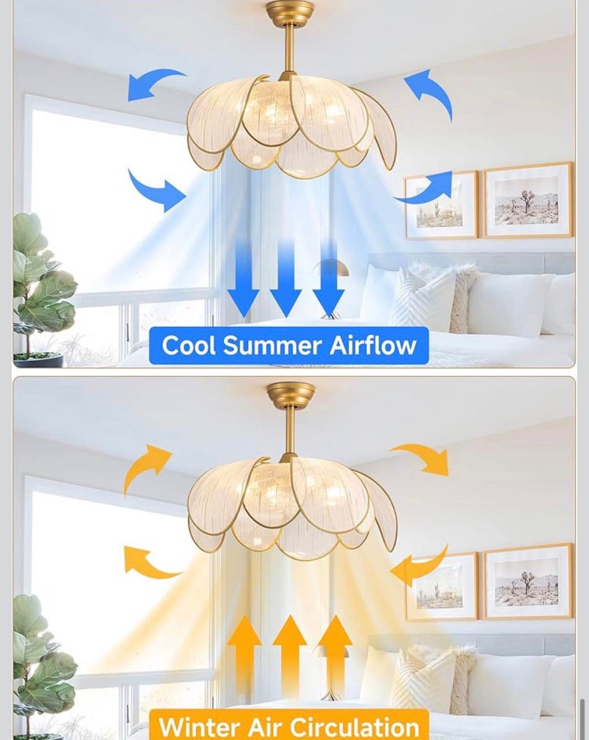 Boho Gold  26" Flower Ceiling Fan with Lights