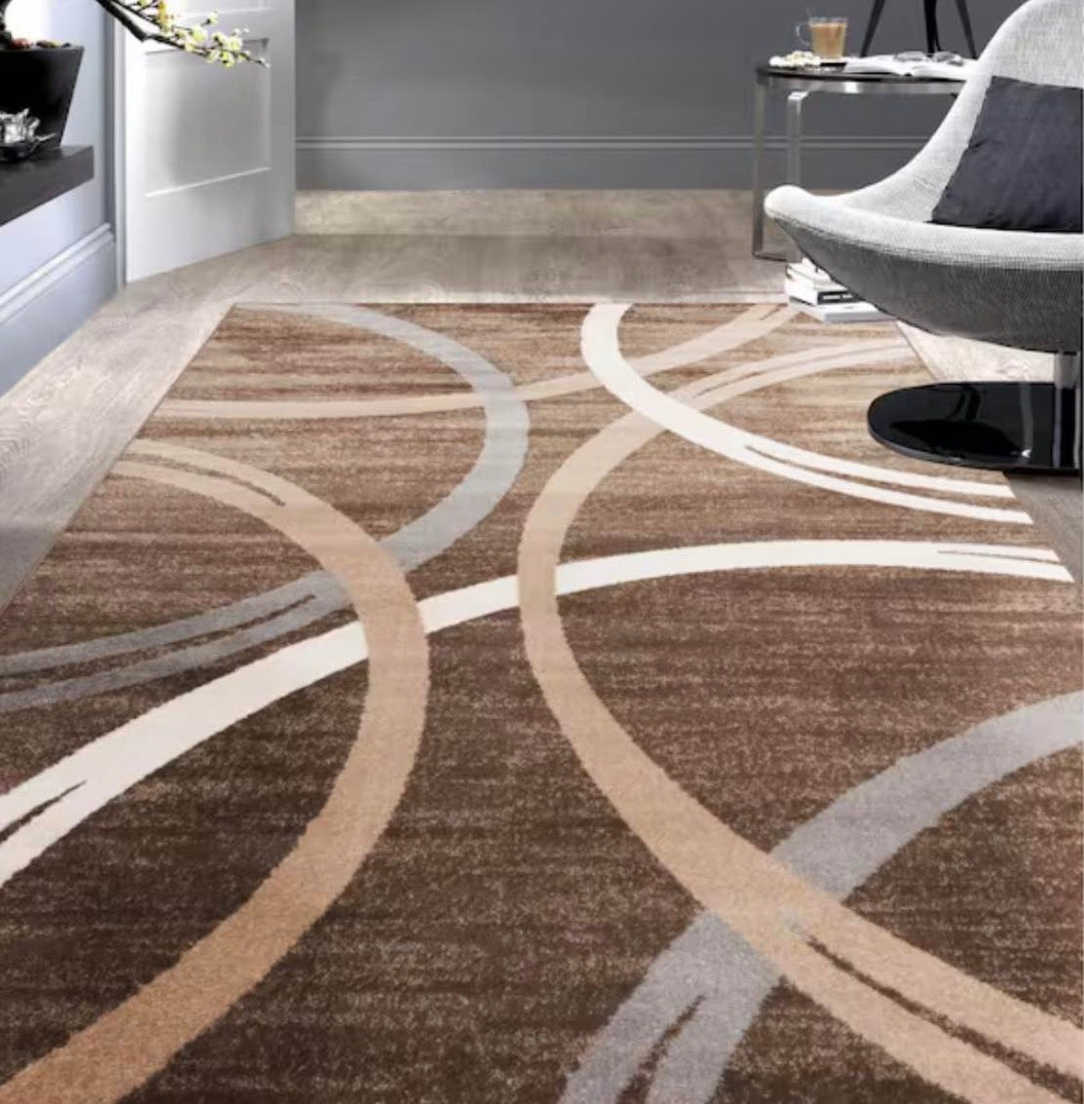 Modern Abstract Circles 5x7 Ft Area Rug