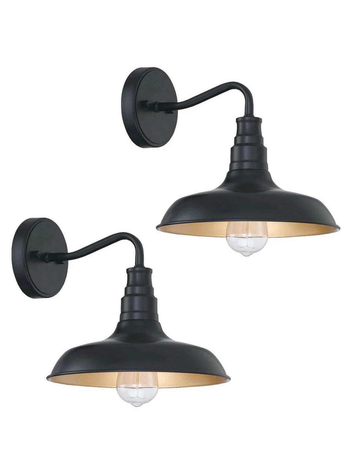 Dark Bronze Gooseneck Outdoor Barn Lights Set of 2