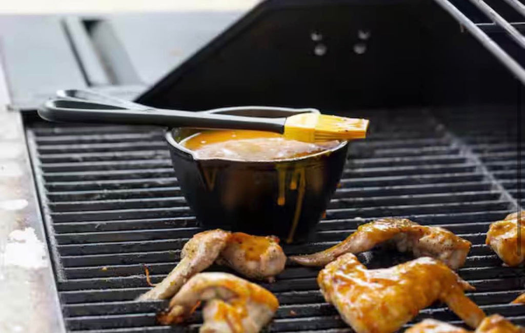 0.5 qt. Cast Iron Melting Pot in Black with Silicone Brush