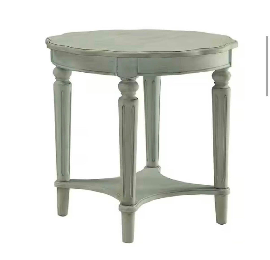 Acme Fordon Round Wooden End Table Antique Green