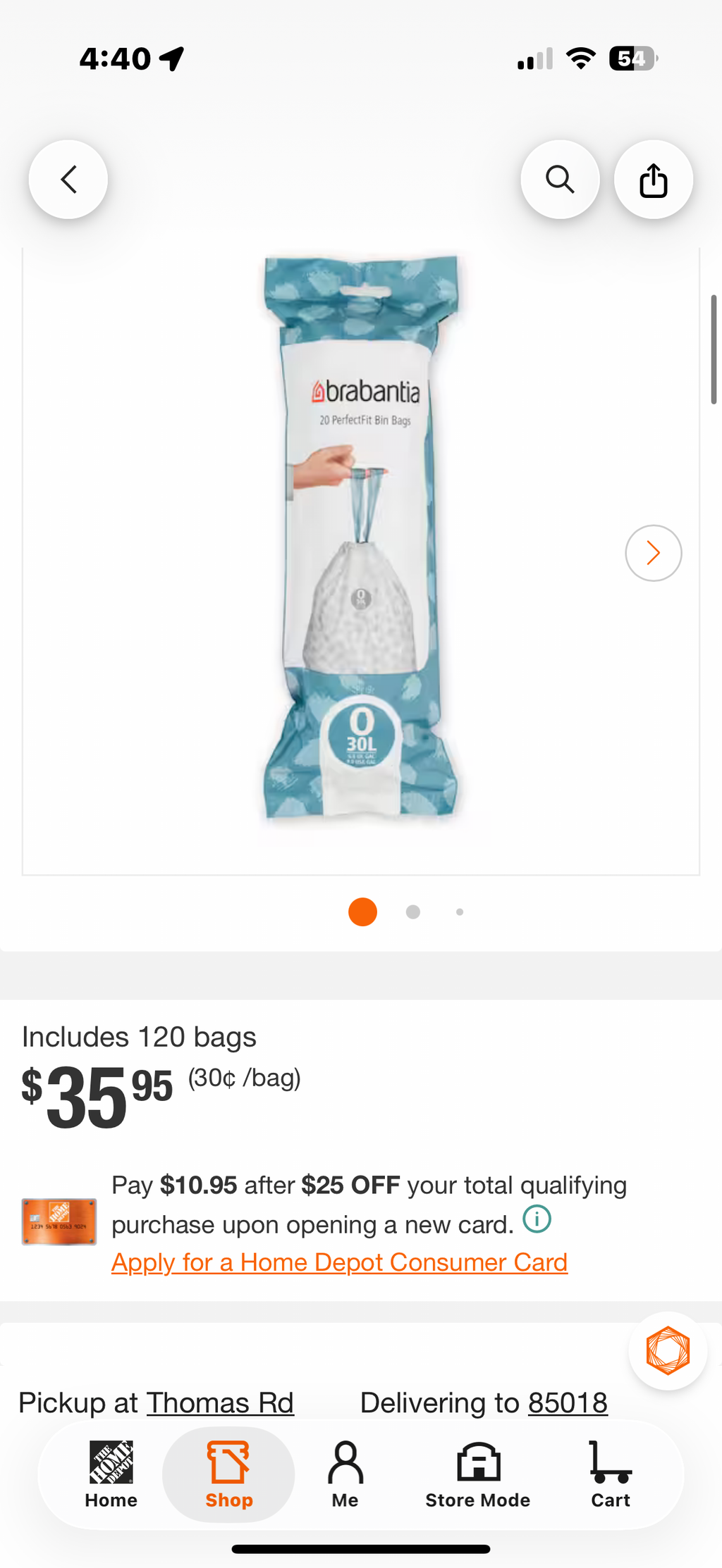 8 Gal. 30 l PerfectFit Trash Can Liners 120 bags