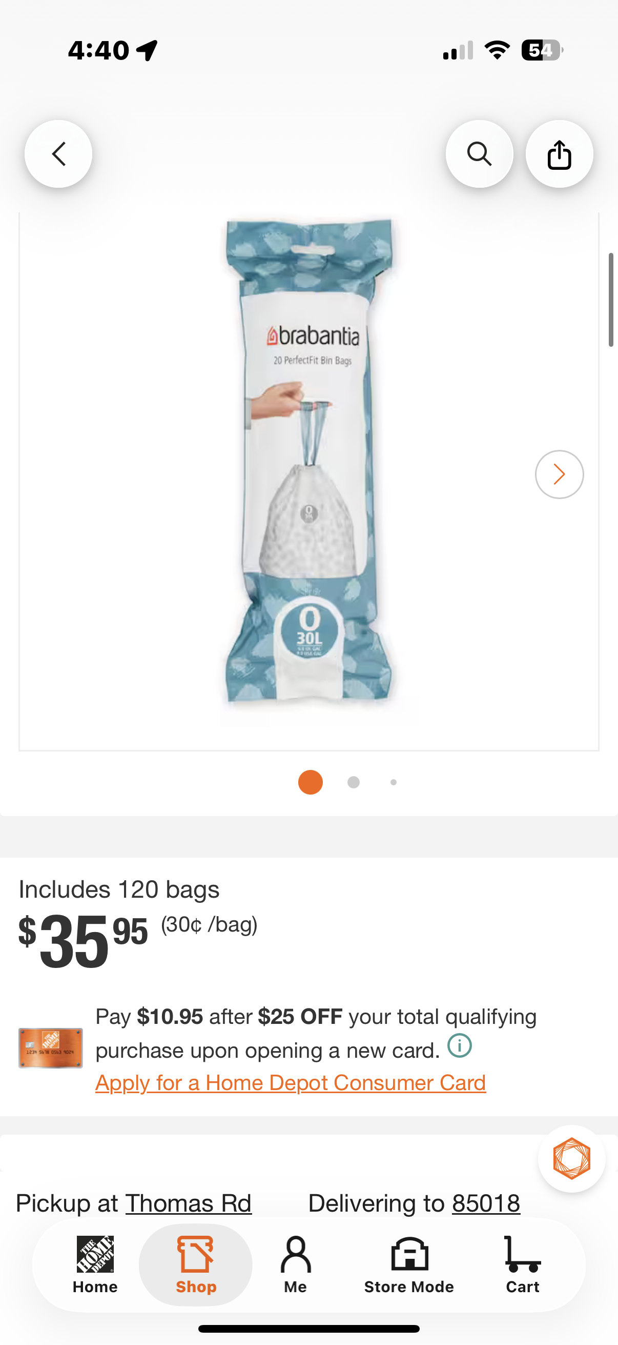 8 Gal. 30 l PerfectFit Trash Can Liners 120 bags