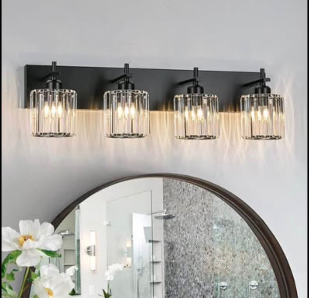 Black Crystal Bathroom Vanity Lights