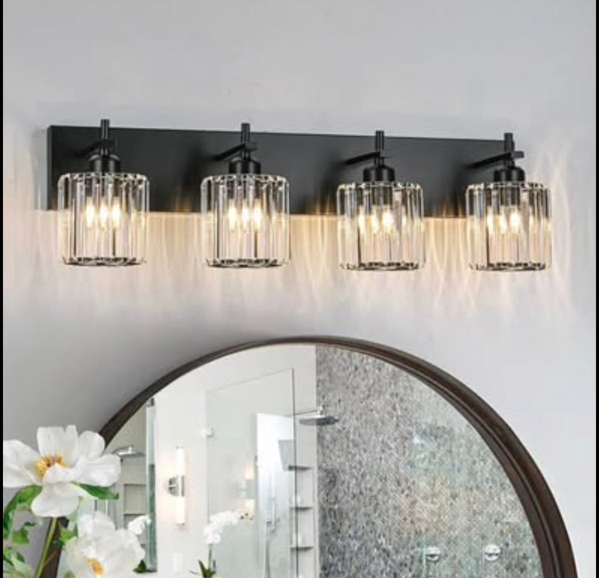 Black Crystal Bathroom Vanity Lights