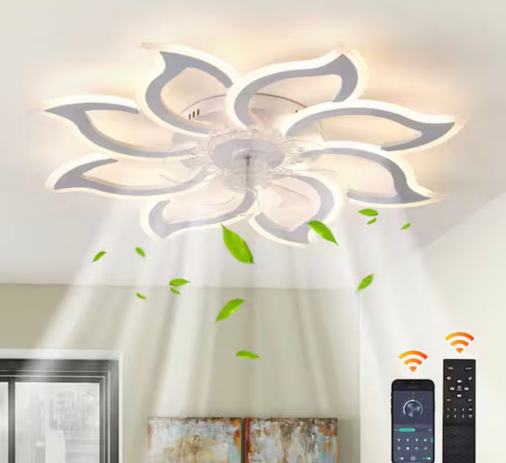 37.4 in. Flush Mount Ceiling Fan with LED Light