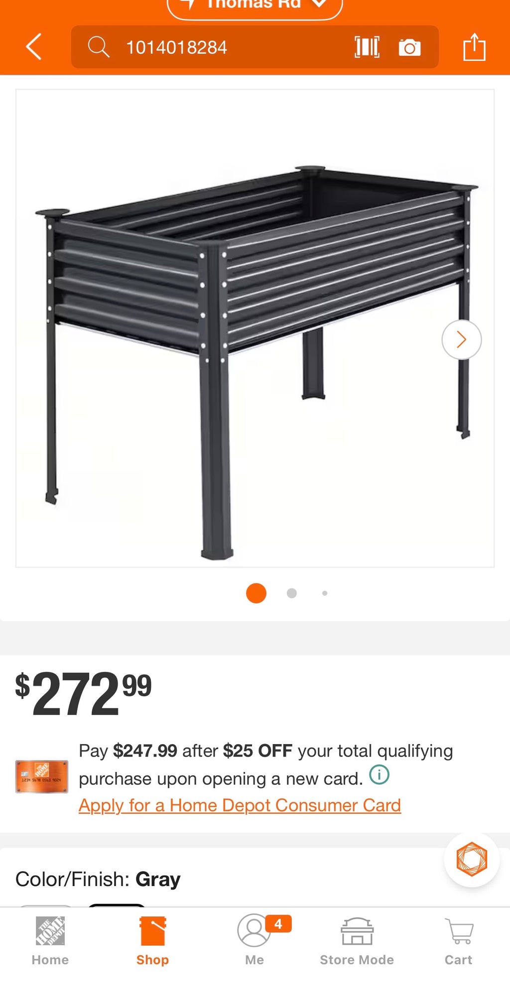 4 ft Raised Metal Garden Bed
