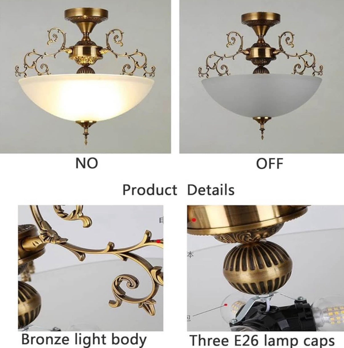 16-inch White Glass Ceiling lamp