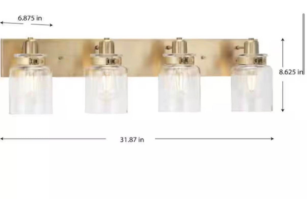 Calhoun Collection 4-Light Gold Vintage Brass vanity light
