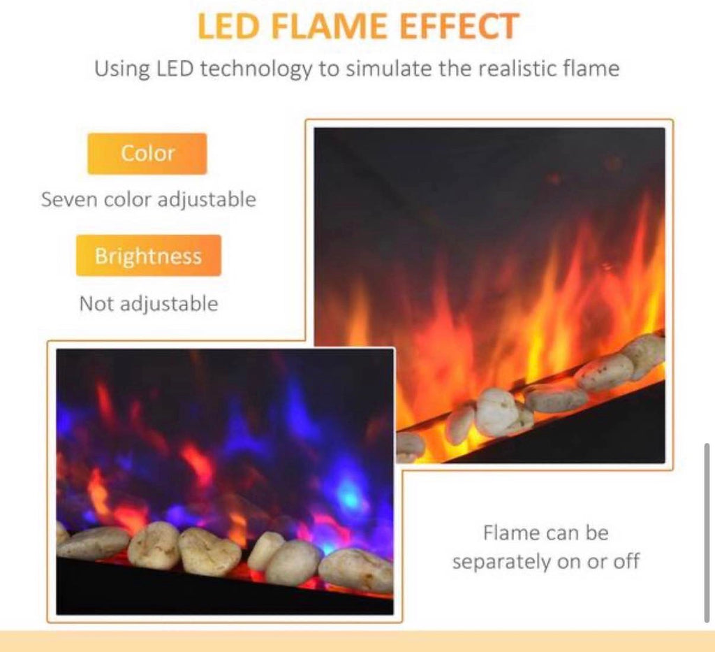 36 in. Electric Wall-Mounted Fireplace with Flame Effect