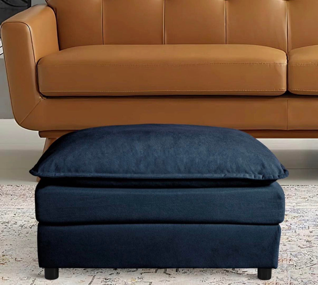 36 "  Chenille Ottoman in Midnight Blue