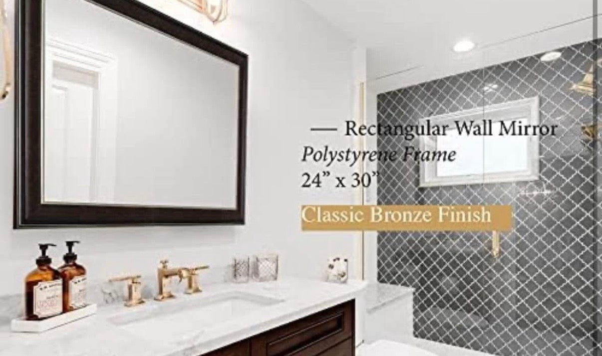 Rectangular Framed Beveled Wall Mirror 24" x 30"