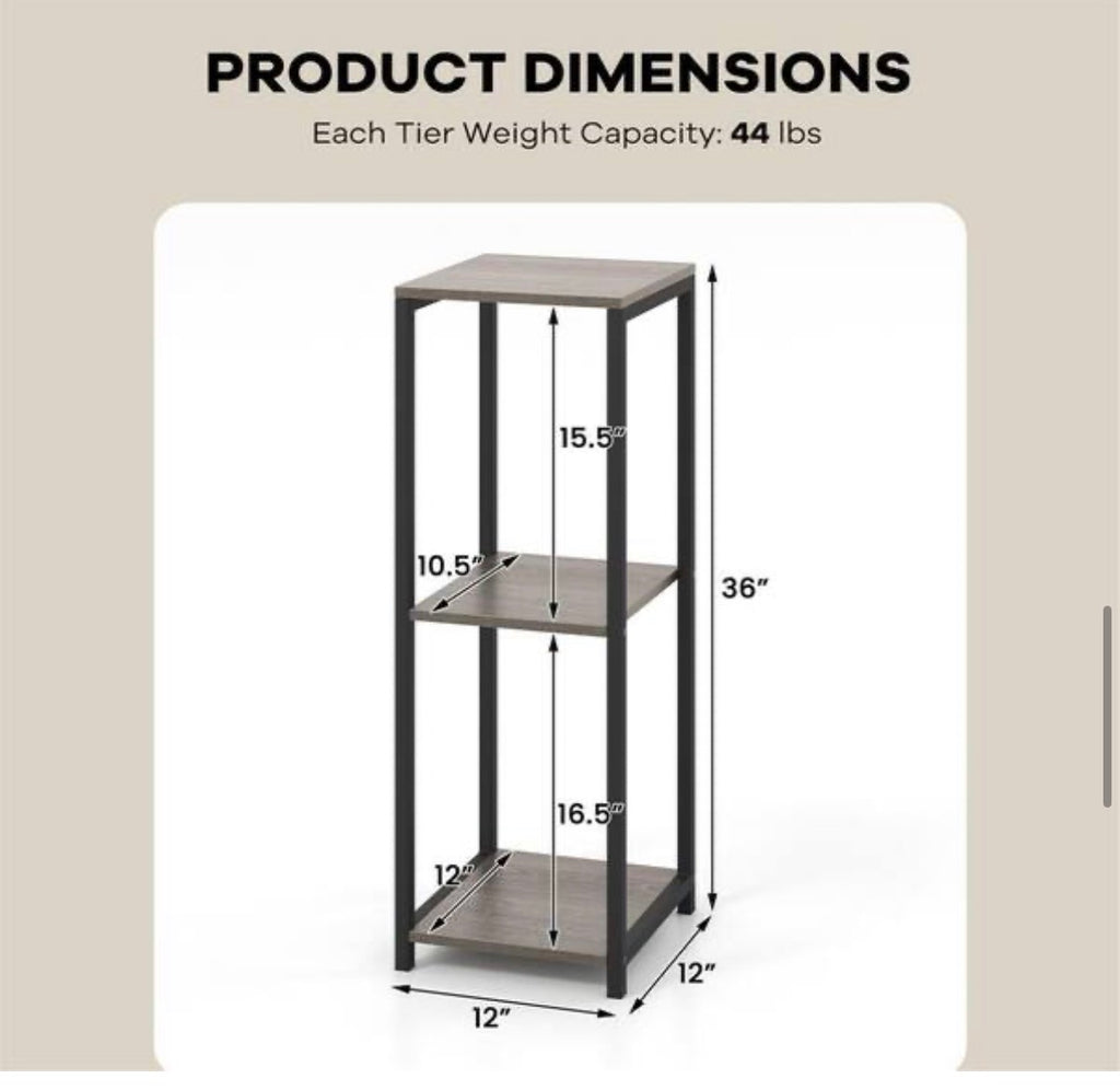 Grey & Black Metal Outdoor Plant Stand (2Pack)