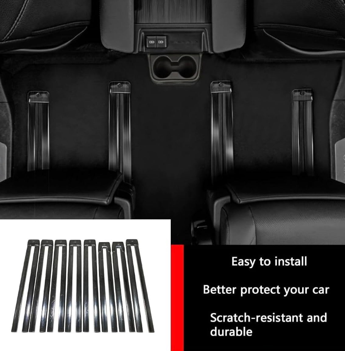 Toyota Sienna Interior Seat Rail Protection Strip Cover  Stainless Steel 8 PCS