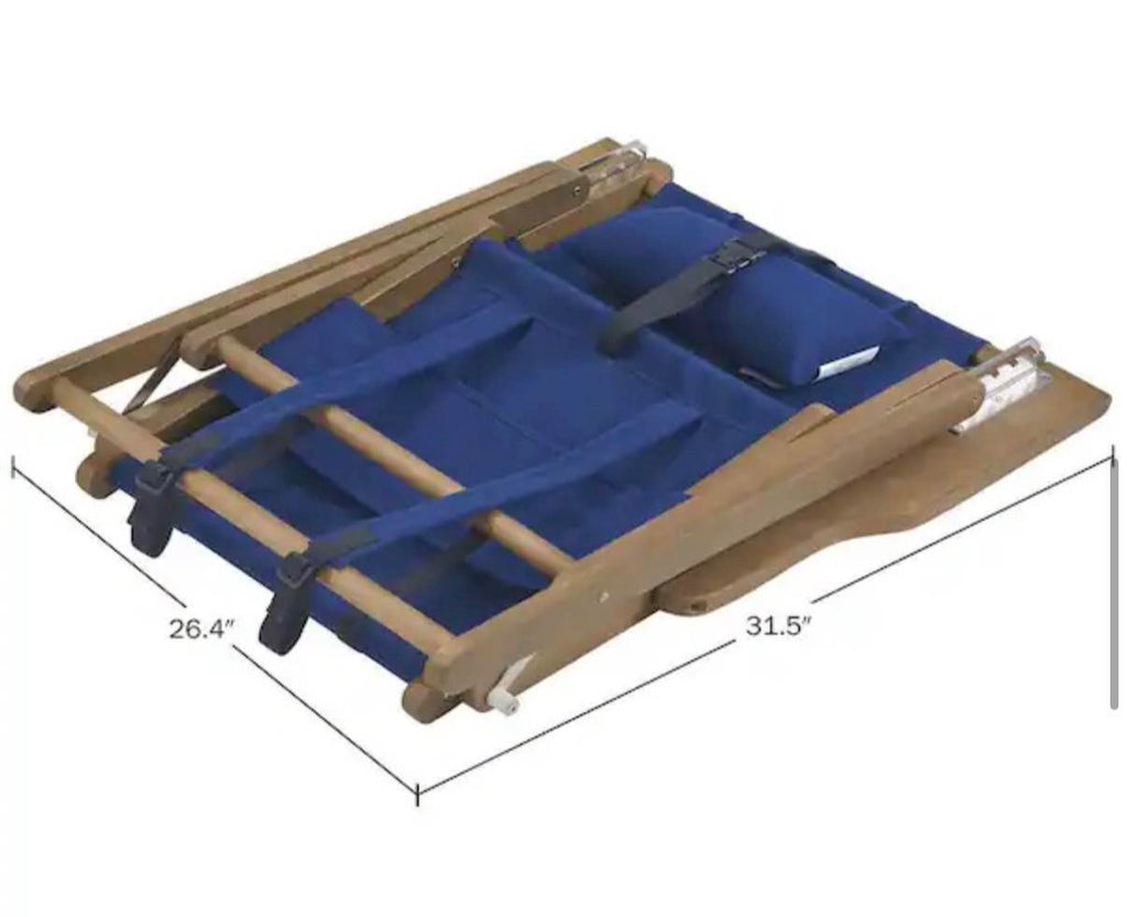 Blue Wood Folding Beach Chair