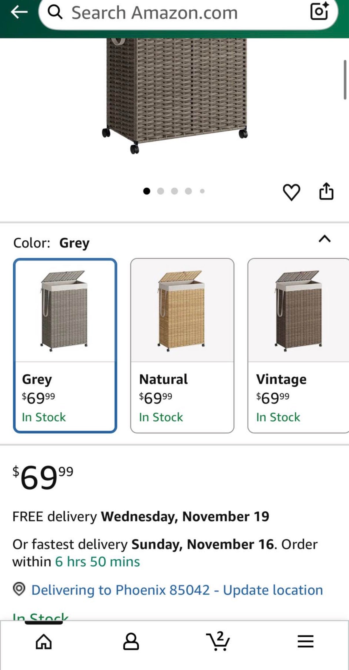 Rolling Laundry Hamper with Wheels and Lid