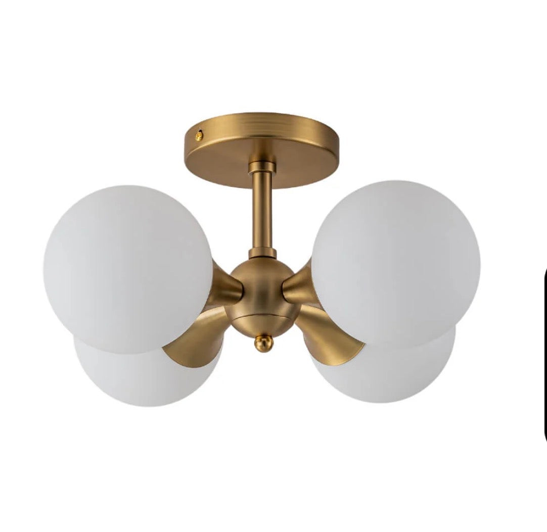 4-Light Gold Bubble Modern Sputnik Semi-Flush Mount Ceiling Light