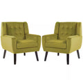 Mid-Century Modern Button Green Velvet Accent Arm Chair (set of 2)