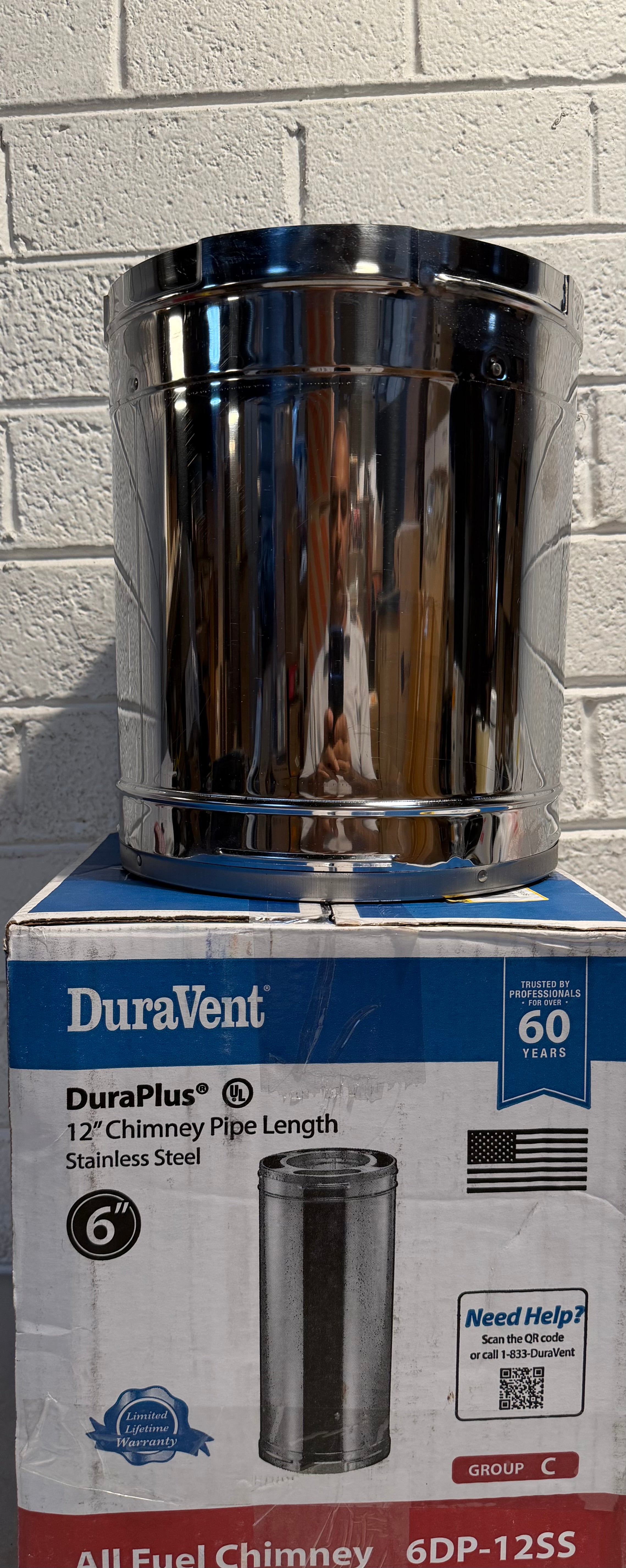 6in. X 12in. Diameter Chimney Pipe, Stainless Steel