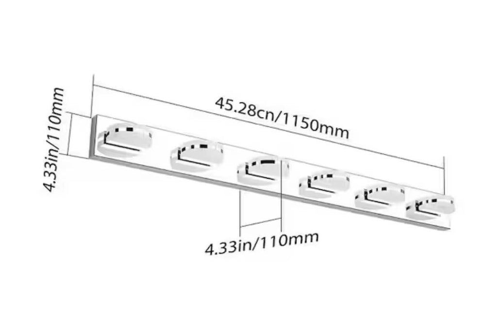 45.28 in. 6-Light Chrome LED Vanity Light with 360° Up and Down